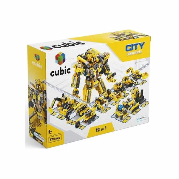 Blocos de Montar - 12 em 1 - Cubic - City Construção - 573 peças - Multikids