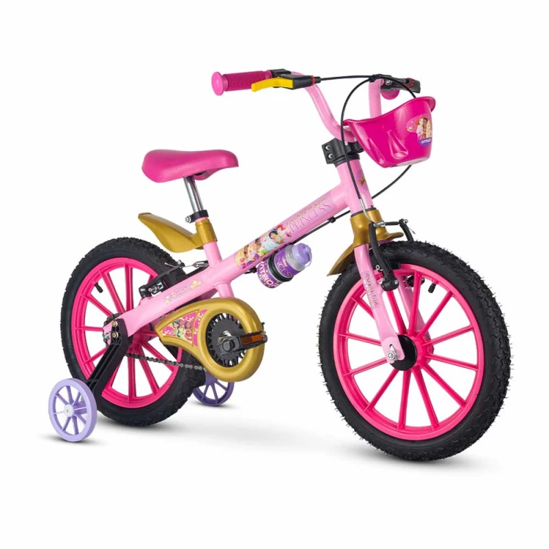 Bicicleta Infantil com Rodinhas Aro 16 Princesas Disney Nathor
