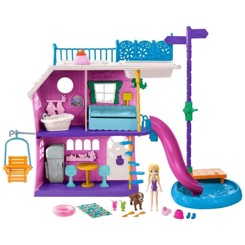 Conjunto e Mini Boneca Polly Pocket Casa do Lago da Polly Mattel