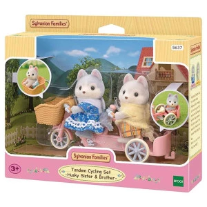 Figuras - Sylvanian Families - Conjunto Bicicleta Dupla - Irmã e Irmão Huskys - Epoch