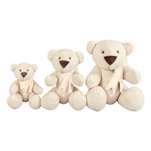 Kit Pelúcias - 3 Ursos - Ursinho Petuti Artic com Lacinho Salmão - Anjos Baby