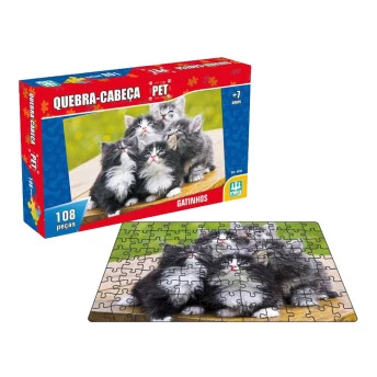 Quebra Cabeça Pet Gatinhos 108 Peças - Nig Brinquedos