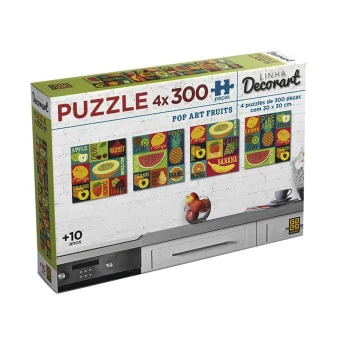 Kit 4 Quebra-Cabeças - 300 peças - Decorart - Pop Art Fruits - Grow