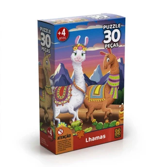 Quebra-Cabeça Infantil - Puzzle - 30 Peças - Lhamas - Grow.