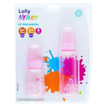 Kit 2 Mamadeiras - Nenny - 120-220ml - Rosa - Lolly