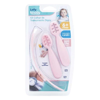 Kit Colheres de Treinamento - Dippy - Kinddy - Rosa - Lolly