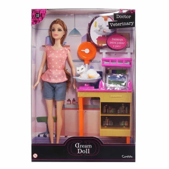 Boneca Articulada - 30cm - Dream Doll - Doctor Veterinary - Ruiva - Candide