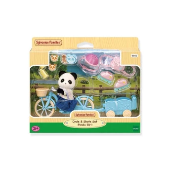 Figura e Acessório - Sylvanian Families - Conjunto Bicicleta e Patim - Menina Panda - Epoch Magia