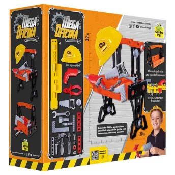Bancada Ferramentas Infantil - Mega Oficina - 45 Peças - Samba Toys