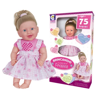 Boneca Bebê Brincando com 75 Frases - Cotiplás
