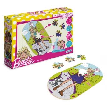Quebra-Cabeça - 56 Peças - Madeira - Barbie - Troca Roupas - Xalingo