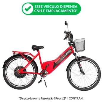 Bicicleta Elétrica - Confort - 800w - Vermelha - Duos Bikes