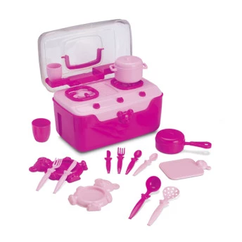 Fogãozinho Infantil com Acessórios - Fogão e Cia - Maleta - Roma Brinquedos