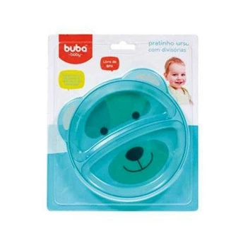 Prato Ursinho com Divisória - Azul - Buba