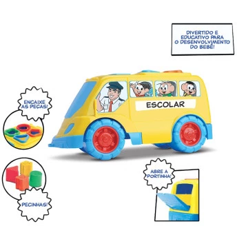 Ônibus Escolar de brinquedo Didático Turma da Mônica - Samba Toys