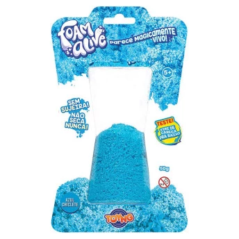 Areia de Modelar Mágica - Foam Alive - Azul Chiclete - Toyng