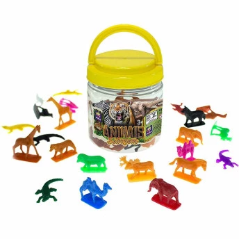 Balde com Mini Figuras - Animais - Selvagens - 50 peças - Mimo Toys