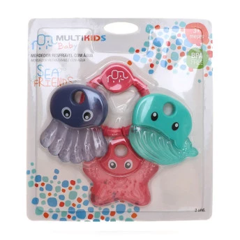 Mordedor Resfriável com Água - Amigos do Mar - Rosa - Multikids Baby