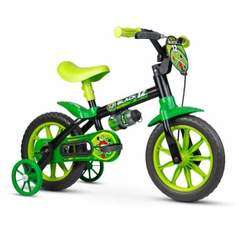 Bicicleta Infantil com Rodinhas - Aro 12 - Selim PU - Black 12 - Nathor