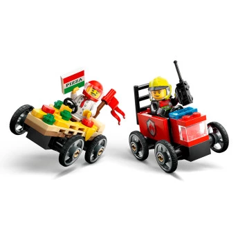 Bloco de Montar - City – Carro de Pizza vs Caminhão de Bombeiros - 70 peças - LEGO