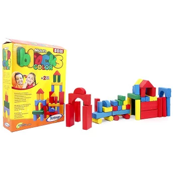 Blocos de Madeira - Multi Blocks Coloridos - 50 Pcs - Xalingo