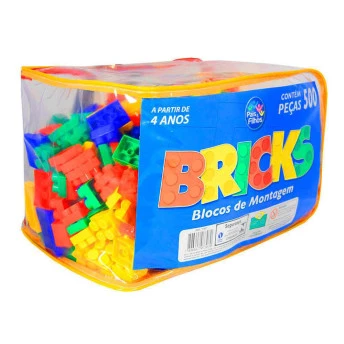Bolsa Blocos de Montar - Mega Bricks - 500 Peças - Pais e Filhos