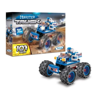 Blocos de Montar - Monster Truck -  Azul - 107 peças - Xalingo