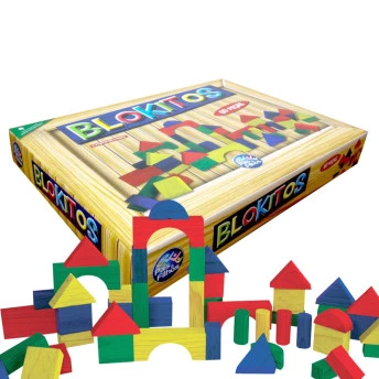 Blocos de Montar - Madeira - Blokitos - 60 peças - Pais e Filhos