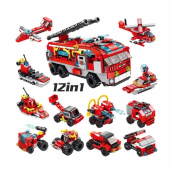 Blocos de Montar - 12-1 - Cubic - City Bombeiro - Brigada de Incêndio - 558 peças - Multikids