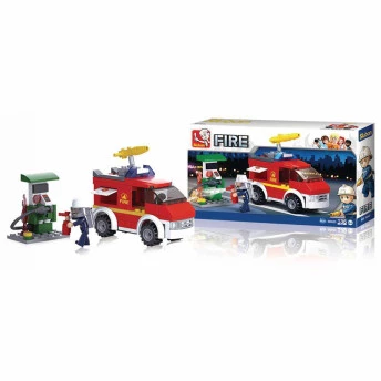 Blocos de Montar - Bombeiro - Caminhão de Bombeiro com Posto - 136 pcs - Multikids