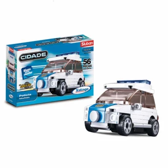 Blocos de Montar - Cidade - Polícia - Carro de Fricção - 56 peças - Xalingo 