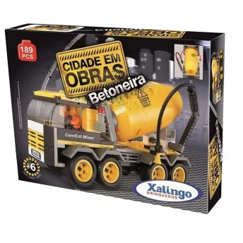 Blocos de Montar - Cidade em Obras - Betoneira - 189 Peças - Xalingo 