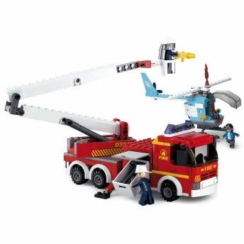 Blocos de Montar - Cubic - Bombeiro - Caminhão e Helicóptero - 394 pcs - Multikids