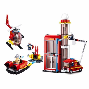 Blocos de Montar - Cubic - Bombeiro - Torre de Bombeiro - 425 pcs - Multikids