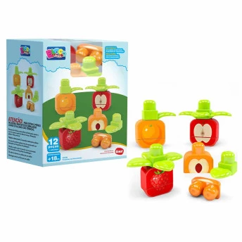 Blocos de Montar - Frutinhas da Blocolândia - 12 peças - Dismat