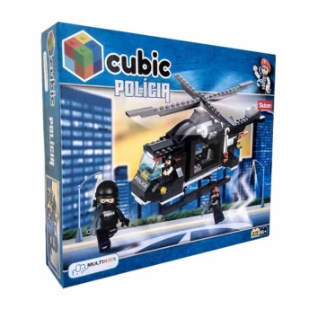 Blocos de Montar - Polícia - Helicóptero de Combate - 219 pcs - Multikids