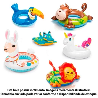 Boia Infantil Inflável - Boia com Cabeça Zoo - Grande - Sortida - INTEX