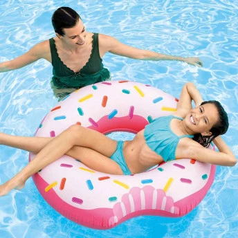 Boia Infantil Inflável Redonda - Rosquinha Donut - Morango - INTEX