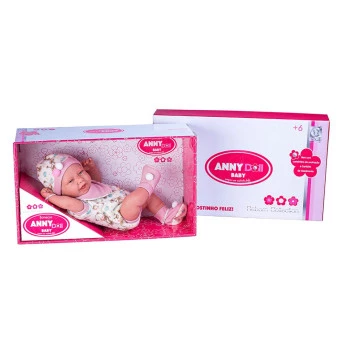 Boneca Bebê com Macacão e Babador - Reborn Anny Doll Baby - Cotiplás