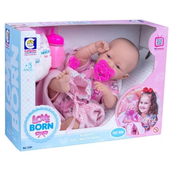 Boneca Bebê - Love Born - Bebezinho da Mamãe - Fax Xixi - Cotiplás