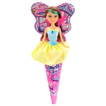 Boneca - Sparkle Girlz - Princesa no Cone - Vestido Azul-Amarelo - DTC