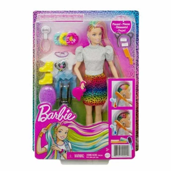 Boneca Articulada - Barbie - Cabelo Muda de Cor - Arco-Íris Leopardo - Mattel
