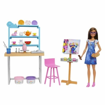 Boneca Articulada - Barbie Dia de Spa - Estúdio de Arte - 25 Peças - Mattel