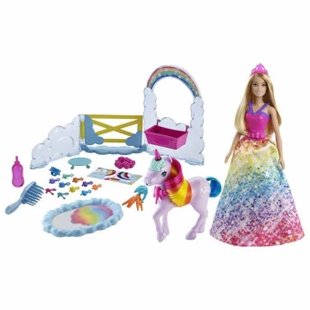 Boneca Articulada - Barbie Dreamtopia - Princesa com Unicórnio Arco-íris - Mattel