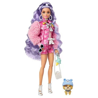 Boneca Articulada - Barbie Extra - Bulldog - Cabelo Lilás - Mattel