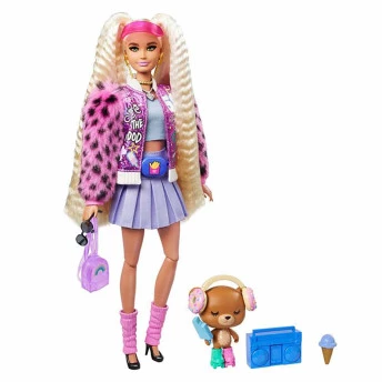 Boneca Articulada - Barbie Extra - Ursinho - Tranças - Loira - Mattel