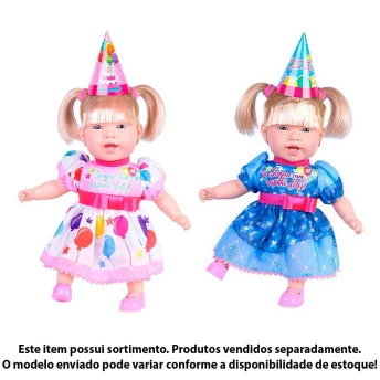Boneca de Vinil - Sonho Azul - Feliz Aniversário - Sortido - Cotiplás
