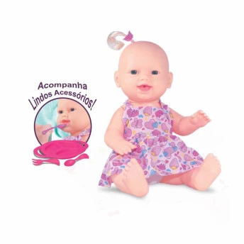 Boneca com Acessórios - 32 cm - Tekinha - Papinha - Sid-Nyl