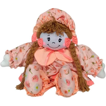 Boneca de Pano - Boneca Bruna - G - Laranja - Juna Baby