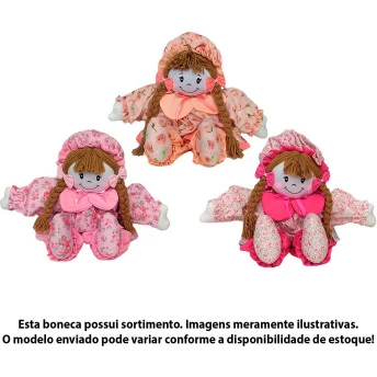 Boneca de Pano - Boneca Bruna - G - Sortida - Juna Baby